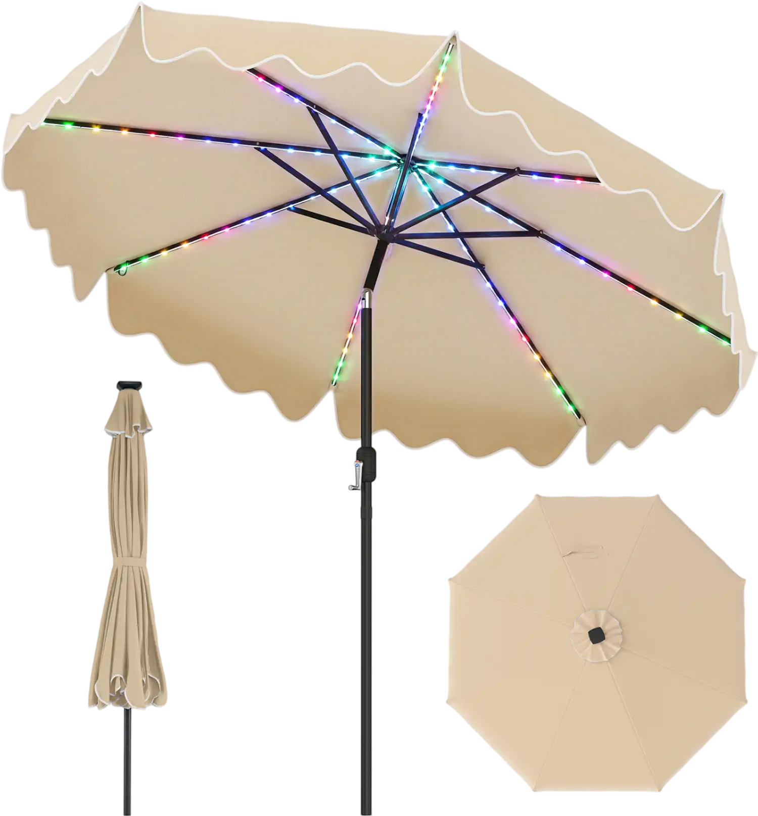 Costway 10' Solar Patio Umbrella Color-Changing LED Lights 12544613 New