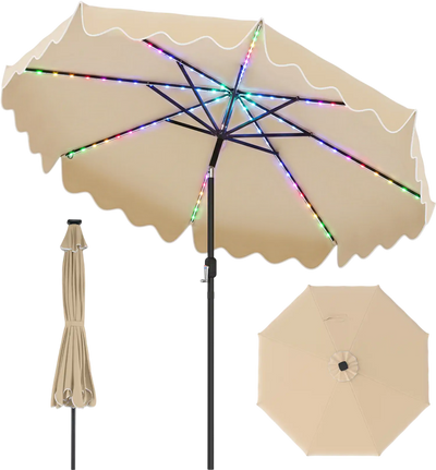 Costway 10' Solar Patio Umbrella Color-Changing LED Lights 12544613 New