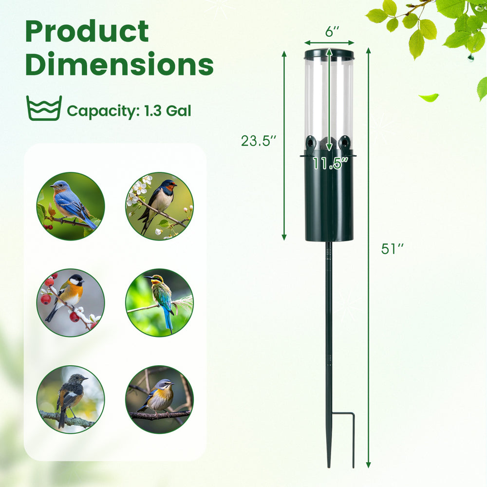 Large squirrel-proof bird feeder with pole mount, 10 lbs capacity, 4 perches, and durable metal construction for.