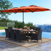 10 Piece Outdoor Dining Set with 15 Feet Double-Sided Twin Umbrella-Orange - Gallery View 1 of 6