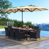 10 Piece Outdoor Patio Dining Set with 15 Feet Double-Sided Twin Umbrella-Beige - Gallery View 1 of 6