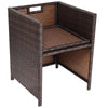 Single armchair from the 10 Pieces Outdoor Patio Dining Set, featuring durable brown PE wicker and a foldable backrest.
