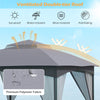 Ventilated double-tier roof of a 10x10 ft gray patio gazebo, featuring premium polyester fabric for sun-proof and.