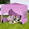 10 X 10 FT Pop up Canopy Tent Outdoor Patio Commercial Sunshade Shelter with 4 Sidewalls-Pink - Gallery View 1 of 10