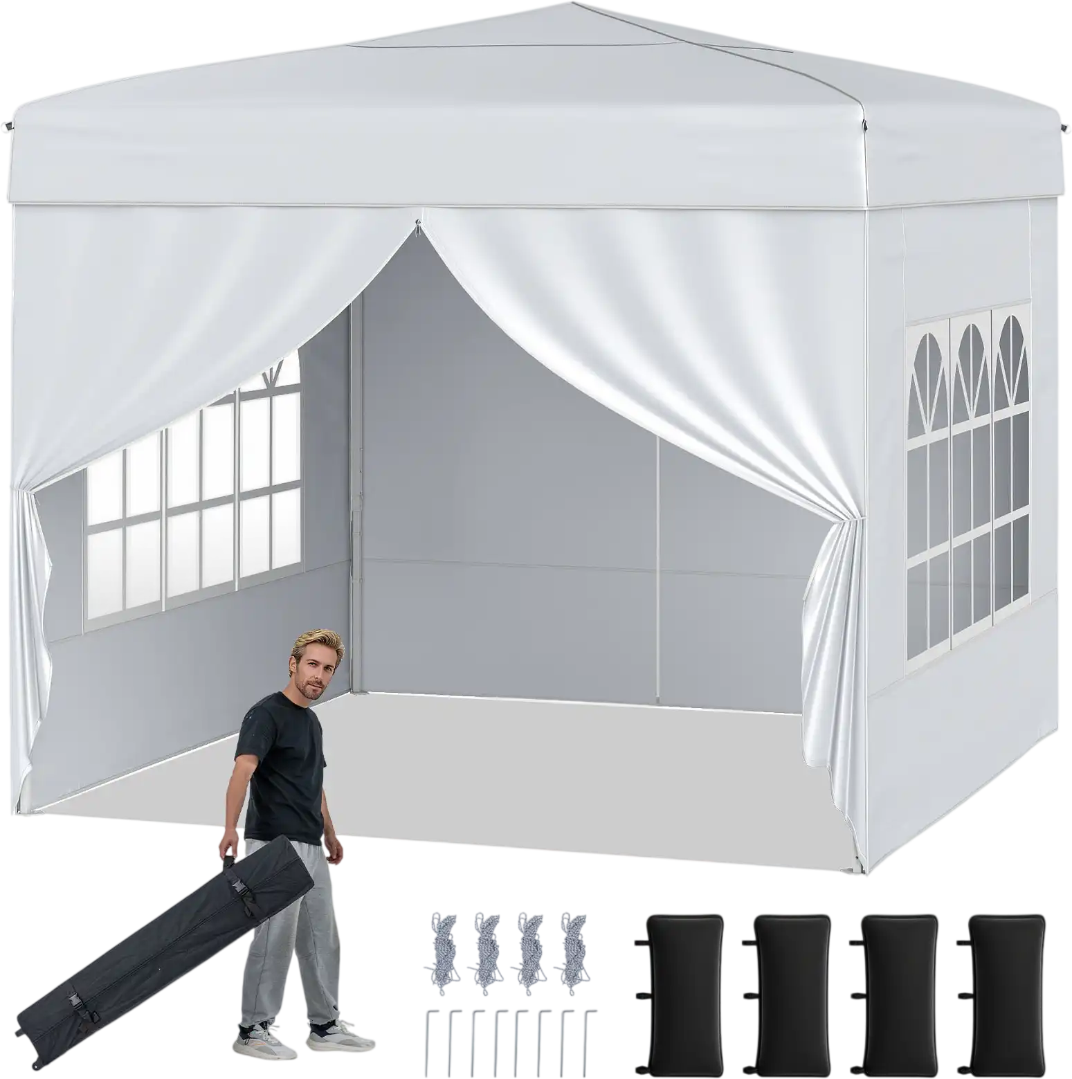 Costway 10' x 10' Pop-Up Canopy Tent w/ 4 Sidewalls 32033130 New