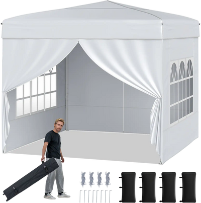Costway 10' x 10' Pop-Up Canopy Tent w/ 4 Sidewalls 32033130 New