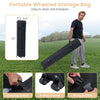 Wheeled storage bag for 10x10 ft pop-up canopy tent, featuring carrying straps and rolling casters for easy transport.