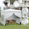 10x10 FT pop-up canopy tent with white oxford cloth, transparent windows, and zippered sidewalls for outdoor events.