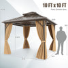 10x10 feet hardtop gazebo with waterproof roof, netting, and curtains, ideal for patio and backyard protection.