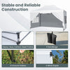 Pop up canopy tent with heavy-duty carbon steel frame, 4 sandbags, and 8 ground stakes for outdoor stability.