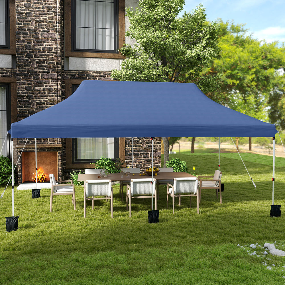 10 X 20 FT Pop up Canopy Tent Foldable Portable Outdoor Gazebo with Carry Bag-Blue - Gallery View 1 of 8