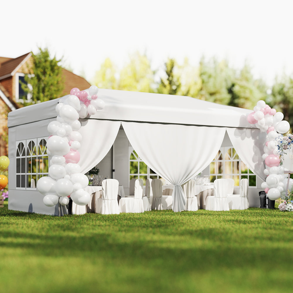 10 X 20 Feet Pop up Canopy Tent Instant Setup with 6 Sidewalls-White - Gallery View 1 of 13