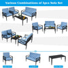 4-piece patio furniture set featuring 2 single sofas, 1 loveseat, and 1 side table, perfect for outdoor relaxation.