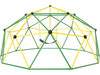 10 feet dome climber with swing in green and yellow, designed for kids' outdoor play, supports 800 lbs capacity.