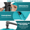 Offset hanging umbrella with tilt in turquoise, featuring protective rib pockets and a self-locking hinge for stability.