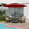 10 ft red patio umbrella with 3-tier vented top, push button tilt, and durable design for outdoor relaxation.