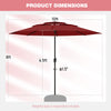 10 ft red patio umbrella with 3-tier vented top, push button tilt, and durable polyester fabric for outdoor use.