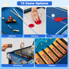 10-in-1 game table set featuring billiard, hockey, and table tennis options, ideal for family fun in compact spaces.