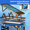 10-in-1 combo game table set in blue, featuring adjustable backboard for easy game switching, ideal for family fun.