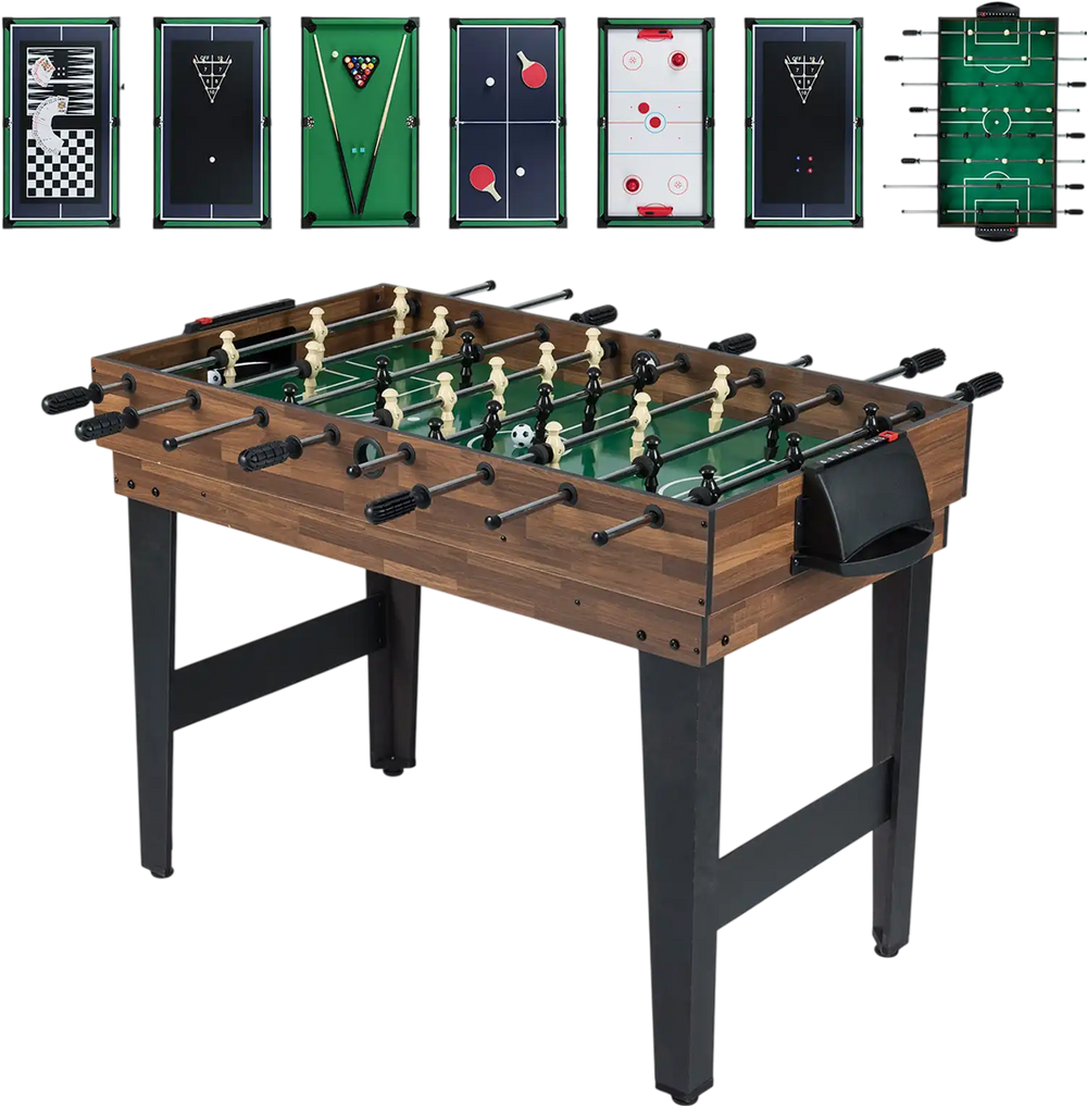 10-in-1 combo game table set featuring foosball, billiards, and more, ideal for compact spaces and family fun.