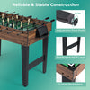 Close-up of the 10-in-1 combo game table showing adjustable foot pads and reinforced MDF legs for stability.