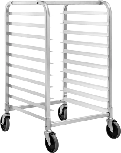 Costway 10-Tier Aluminum Rolling Bakery Pan Rack 78549310 New