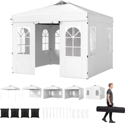 Costway 10' x 10' Pop Up Canopy Tent w/ 4 Sidewalls Adjustable Height Waterproof 25269524 New