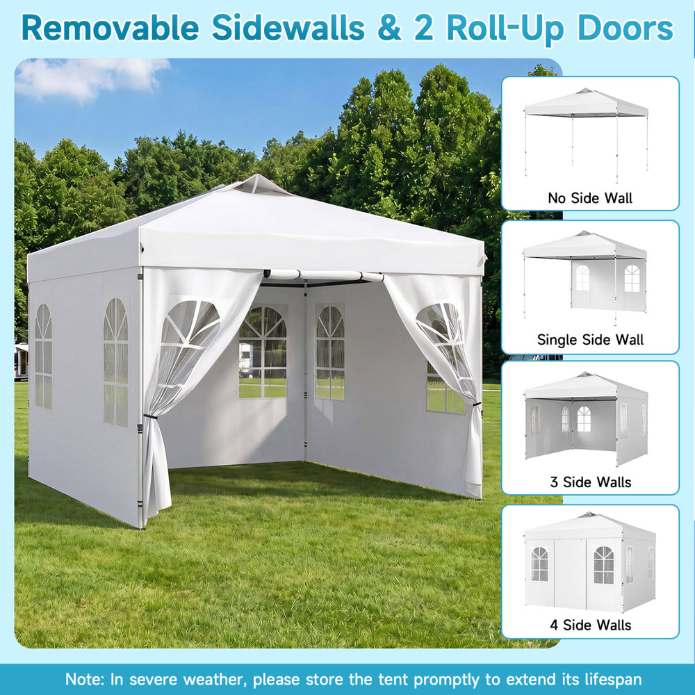 Pop up canopy tent with adjustable height, waterproof 210D Oxford fabric, and four removable sidewalls for versatile outdoor use.