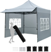 Pop up canopy tent with detachable sidewalls and awning, gray, ideal for parties and picnics, featuring a sturdy.