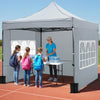 Pop up canopy tent with sidewalls and awning, ideal for outdoor events, featuring a sturdy metal structure and.