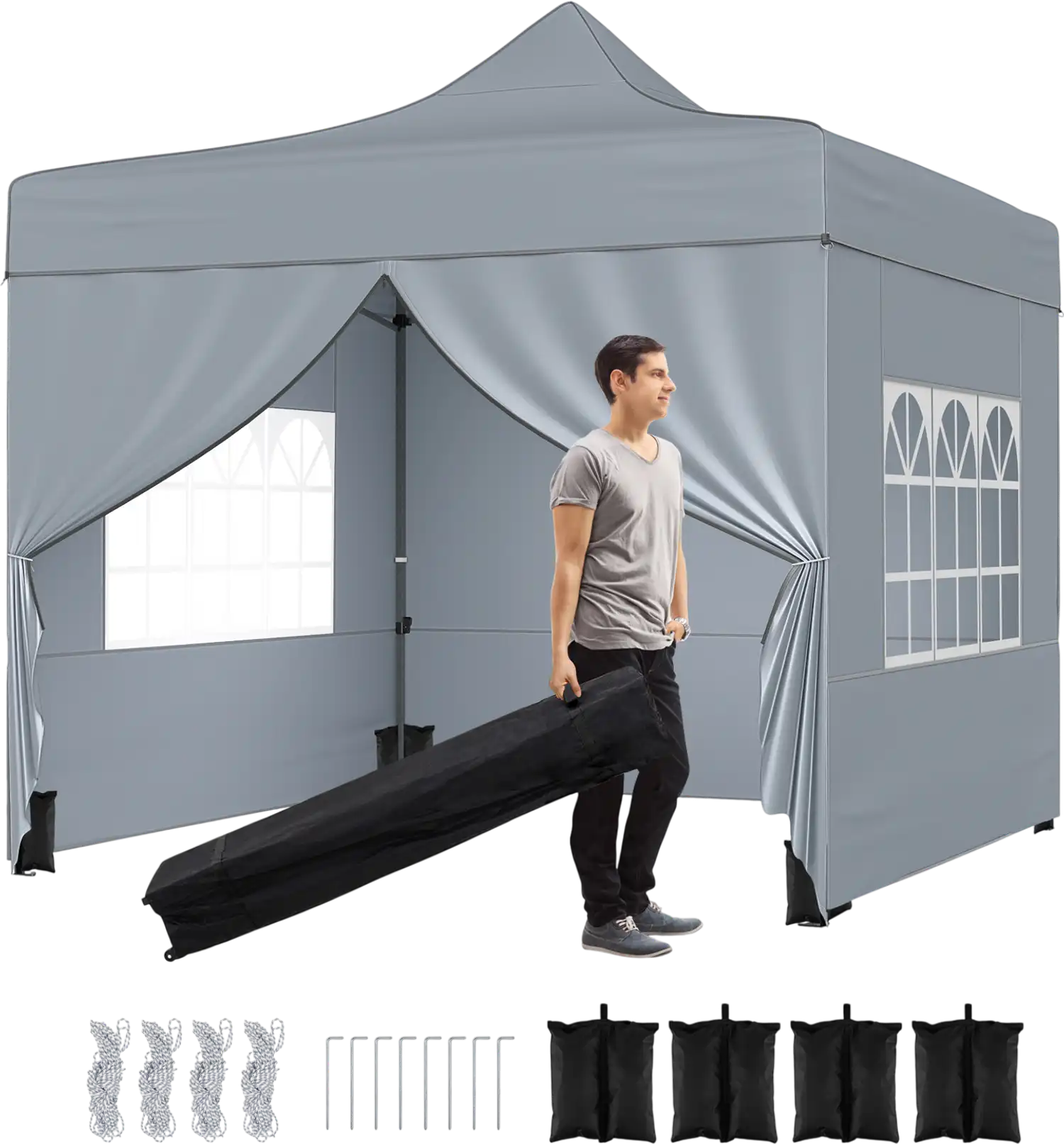 Costway 10' x 10' Pop Up Canopy Tent w/ 4 Removable Sidewalls & Wheeled Bag 67562976 New