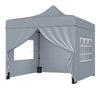 Gray 10 x 10 FT pop-up canopy tent with 4 removable sidewalls and windows, ideal for outdoor events and parties.
