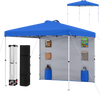 Blue 10 x 10 FT pop-up canopy tent with sidewall, featuring six storage pockets and easy setup for outdoor events.