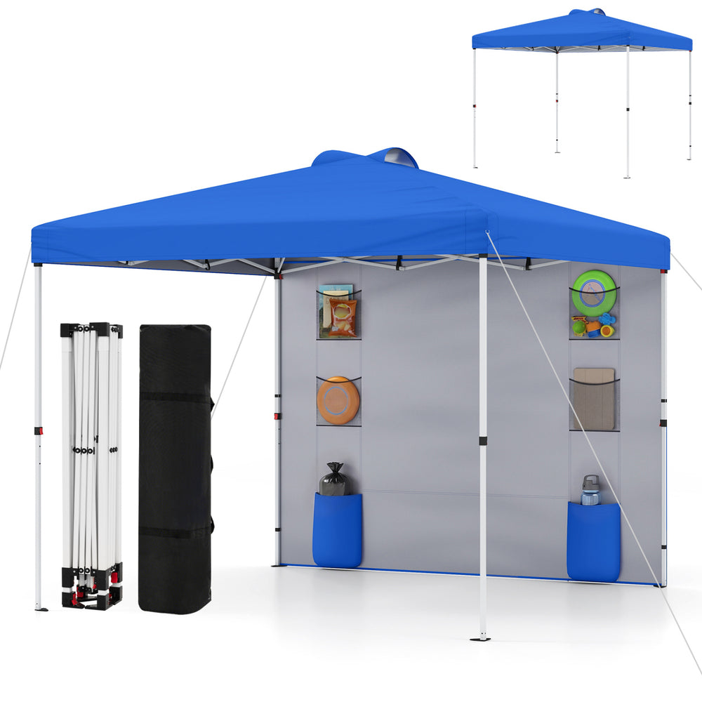 10 x 10 FT Pop up Canopy Tent with Sidewall 6 Pockets Instant Setup Commercial Gazebo-Blue - Gallery View 1 of 1