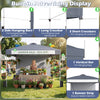 Gray 10 x 10 feet foldable commercial pop-up canopy features adjustable height and side hanging bars for outdoor events.