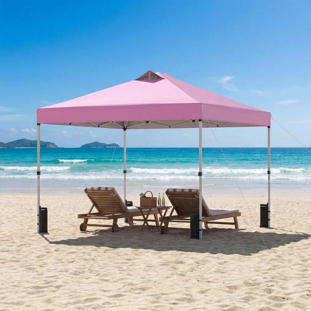 10 x 10 Feet Outdoor Commercial Pop up Canopy Tent-Pink - Gallery View 1 of 12