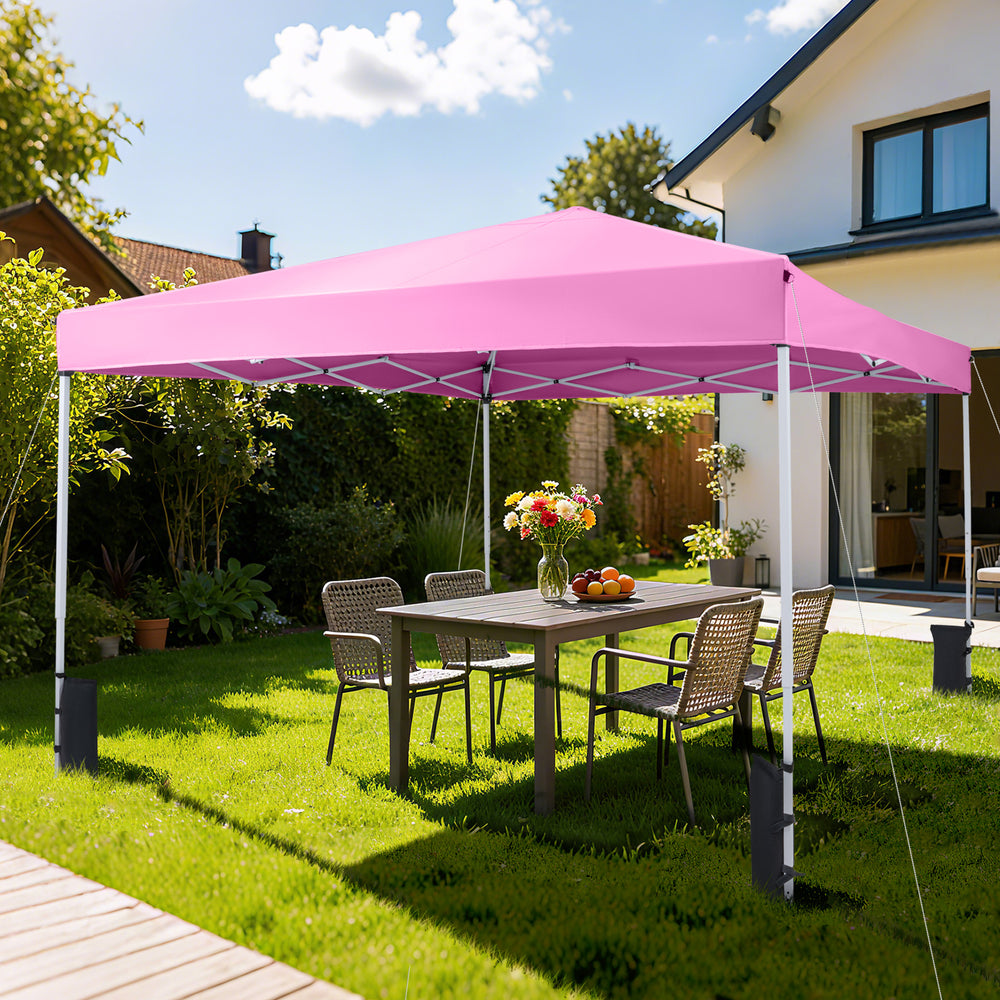 10 x 10 Feet Pop up Canopy Tent with Carrying Bag and 4 Sandbags-Pink - Gallery View 1 of 12