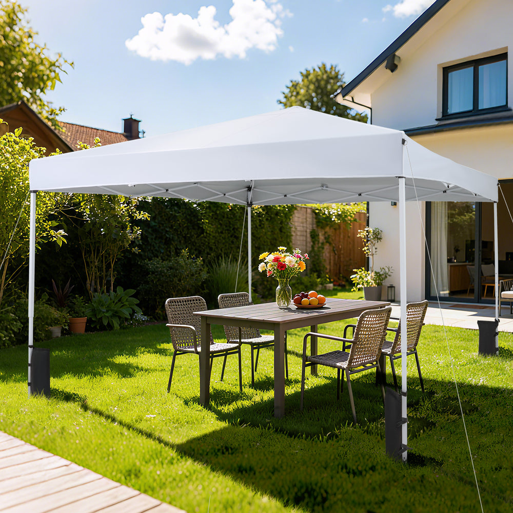10 x 10 Feet Pop up Canopy Tent with Carrying Bag and 4 Sandbags-White - Gallery View 1 of 13