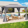 10 x 13 Feet Patio Gazebo Double-Roof with Mesh Netting and Privacy Curtains-Gray - Gallery View 1 of 11