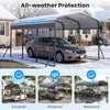 Heavy-duty 10 x 14.5 FT galvanized steel carport with waterproof roof, providing all-weather protection for vehicles.