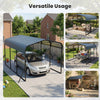 Heavy-duty 10 x 14.5 FT black carport with galvanized steel frame, ideal for cars, boats, or as a tool shed.