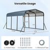 Heavy-duty 10 x 14.5 FT galvanized steel carport with waterproof roof, ideal for trucks, boats, and outdoor storage.
