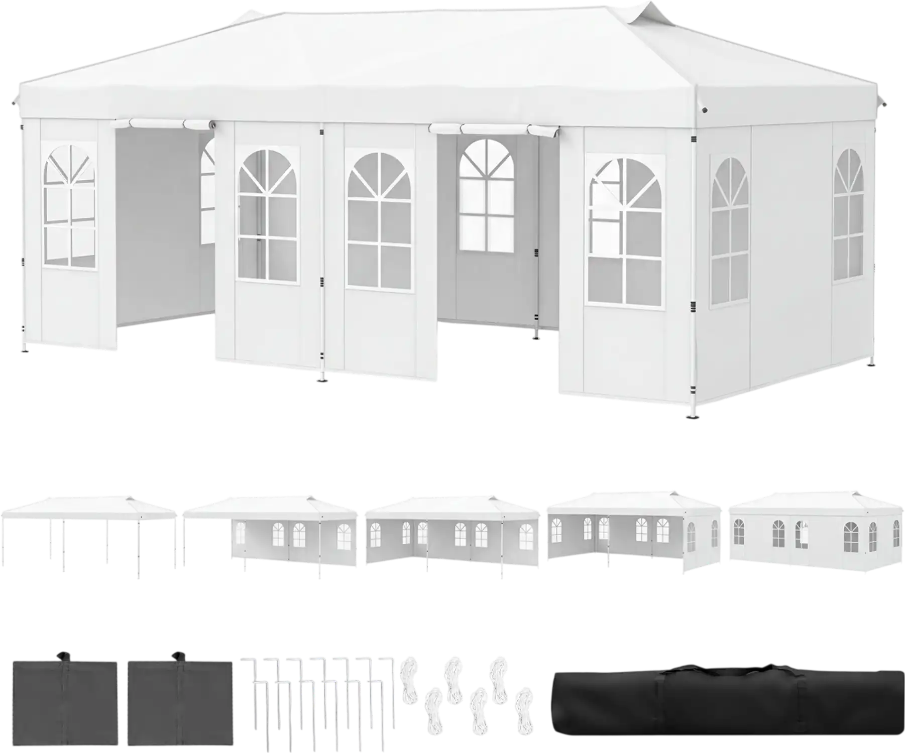 Costway 10' x 20' Pop Up Canopy Tent w/ 6 Sidewalls Adjustable Height 54440020 New