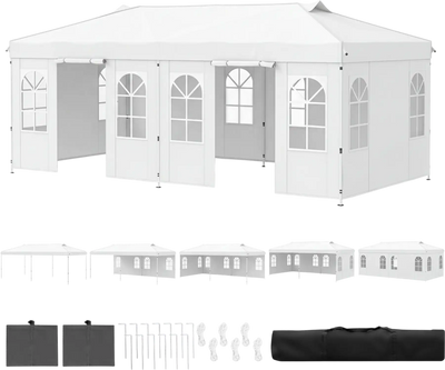 Costway 10' x 20' Pop Up Canopy Tent w/ 6 Sidewalls Adjustable Height 54440020 New