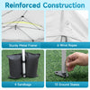 Reinforced construction of the 10 x 20 FT pop-up canopy tent includes a sturdy metal frame, sandbags, and ground stakes for stability.