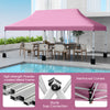 Pink 10 x 20 ft pop-up canopy tent with a sturdy metal frame, ideal for outdoor events and gatherings.