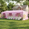 10 x 30 FT Pop Up Canopy Tent with 8 Sidewalls and Adjustable Height-Pink - Gallery View 1 of 10