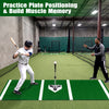 Baseball hitting mat with home plate, featuring clear markings and anti-slip backing for pro-level practice indoors or.