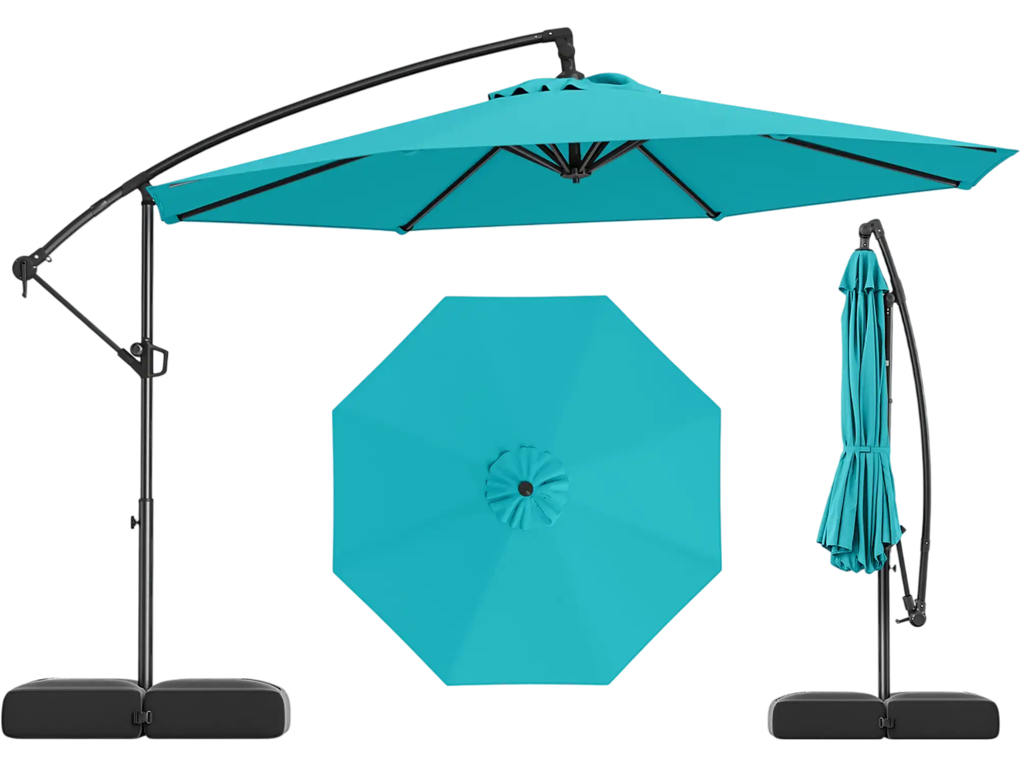Costway 10' Offset Hanging Patio Cantilever Umbrella Tilt w/ Base 258769431 New