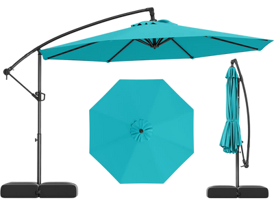 Costway 10' Offset Hanging Patio Cantilever Umbrella Tilt w/ Base 258769431 New